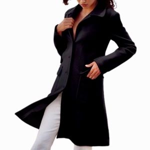 Black Moda International Long Wool Dress Coat